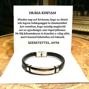 B33 Bőr KARKÖTŐ❤ - Drága Kisfiam - Szeretettel, Anya