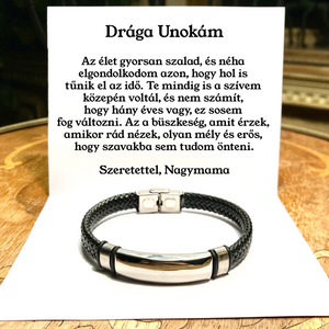 HF4 Bőr KARKÖTŐ❤ - Drága Unokámnak - Szeretettel, Nagymama