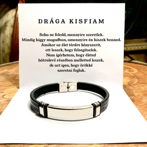 Bőr KARKÖTŐ❤ - Drága Kisfiam - Soha ne feledd, mennyire szeretlek  C73