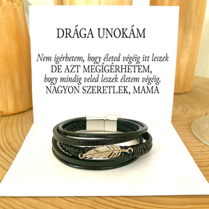 Bőr KARKÖTŐ❤ - Drága Unokám X5 - egyedinyaklanc.hu