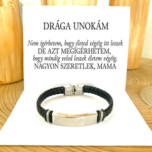 Bőr KARKÖTŐ❤ - Drága Unokám X5 - egyedinyaklanc.hu