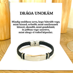 Bőr KARKÖTŐ❤ - Drága Unokám X7 - egyedinyaklanc.hu