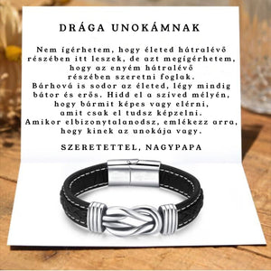 Bőr KARKÖTŐ❤ - Drága Unokámnak - Emlékezz rá, hogy kinek az unokája vagy U50 - egyedinyaklanc.hu