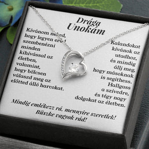 Drága Unokám - Mindig emlékezz rá, mennyire szeretlek! - 14K fehérarany bevonat - egyedinyaklanc.hu