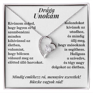 Drága Unokám - Mindig emlékezz rá, mennyire szeretlek! - 14K fehérarany bevonat - egyedinyaklanc.hu