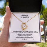 Drága Unokám - Mindig emlékezz - Szív medál(14k fehárarany bevonat) - egyedinyaklanc.hu