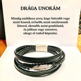Fekete Bőr KARKÖTŐ - Drága Unokám - Mindig Emlékezz ❤ P34 - egyedinyaklanc.hu